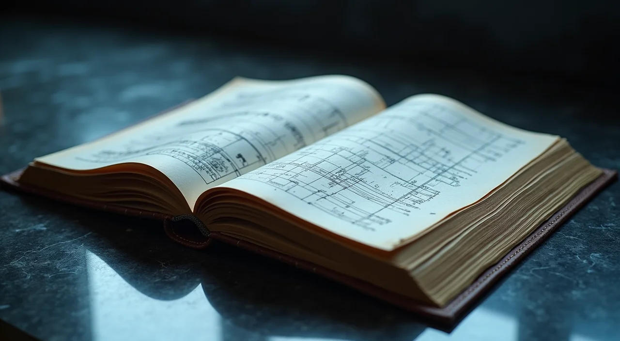 A leather-bound architectural ledger with technical schematics on a dark stone surface, symbolizing the manual evaluation of database compatibility and migration planning.