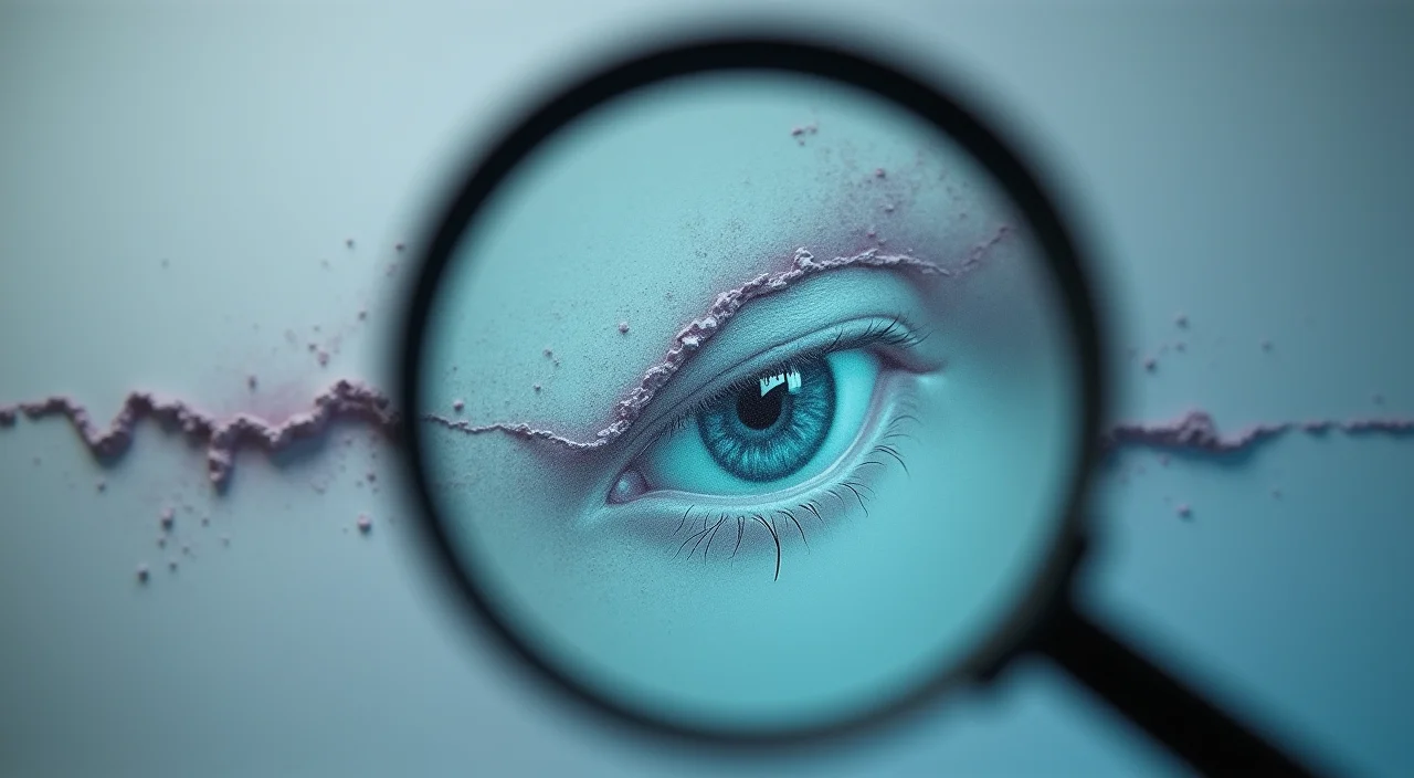 A magnifying glass inspecting a fine crack in a translucent acrylic block, symbolizing the diagnostic isolation of architectural bottlenecks in on-premises AI platforms.