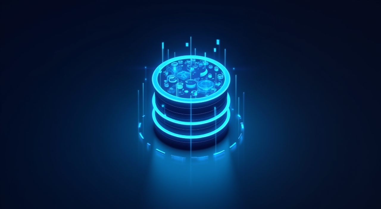 Abstract digital illustration of a unified database core representing the integration of SQL transactions and AI vector storage in enterprise architecture.