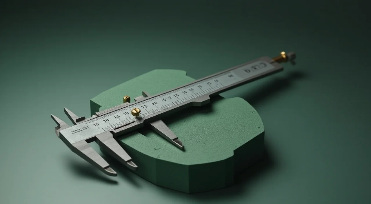 Close-up of precision calipers on a matte block representing rigorous technical evaluation criteria