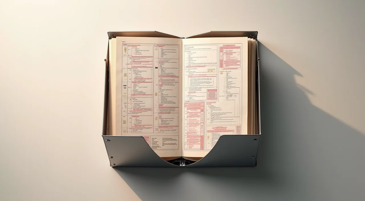 A detailed architectural blueprint of a technical ledger showing the distinction between standard syntax and complex legacy logic layers.