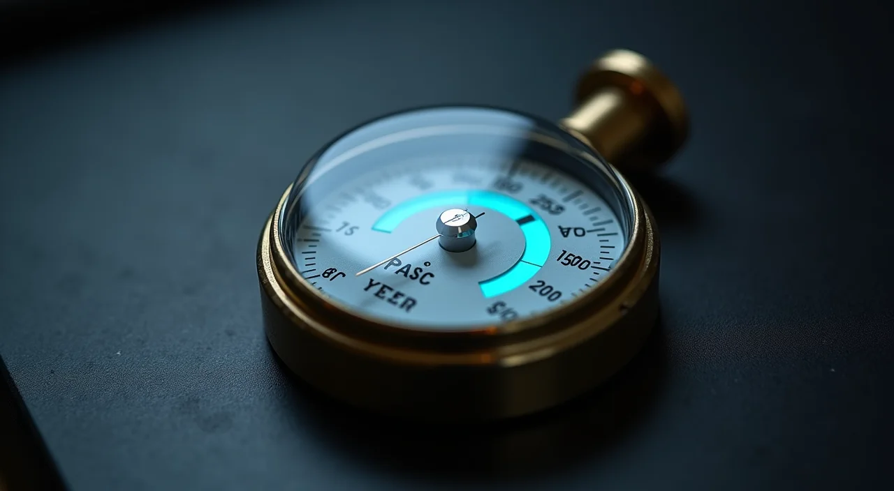 A precision calibration instrument with a verified reading, symbolizing the rigorous validation required for secure enterprise database migration.