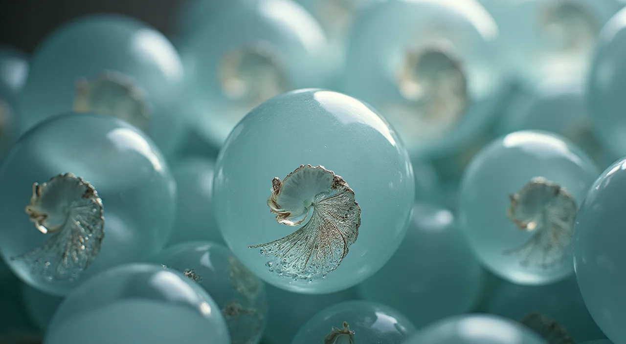 Nested transparent glass shells revealing a solid ceramic core, representing the separation of periphery vector layers from the core transactional data in scalable AI infrastructur