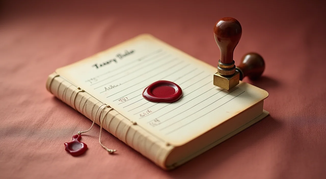 A ledger book sealed with wax and brass on a linen surface, symbolizing verified TCO baselines for Oracle modernization