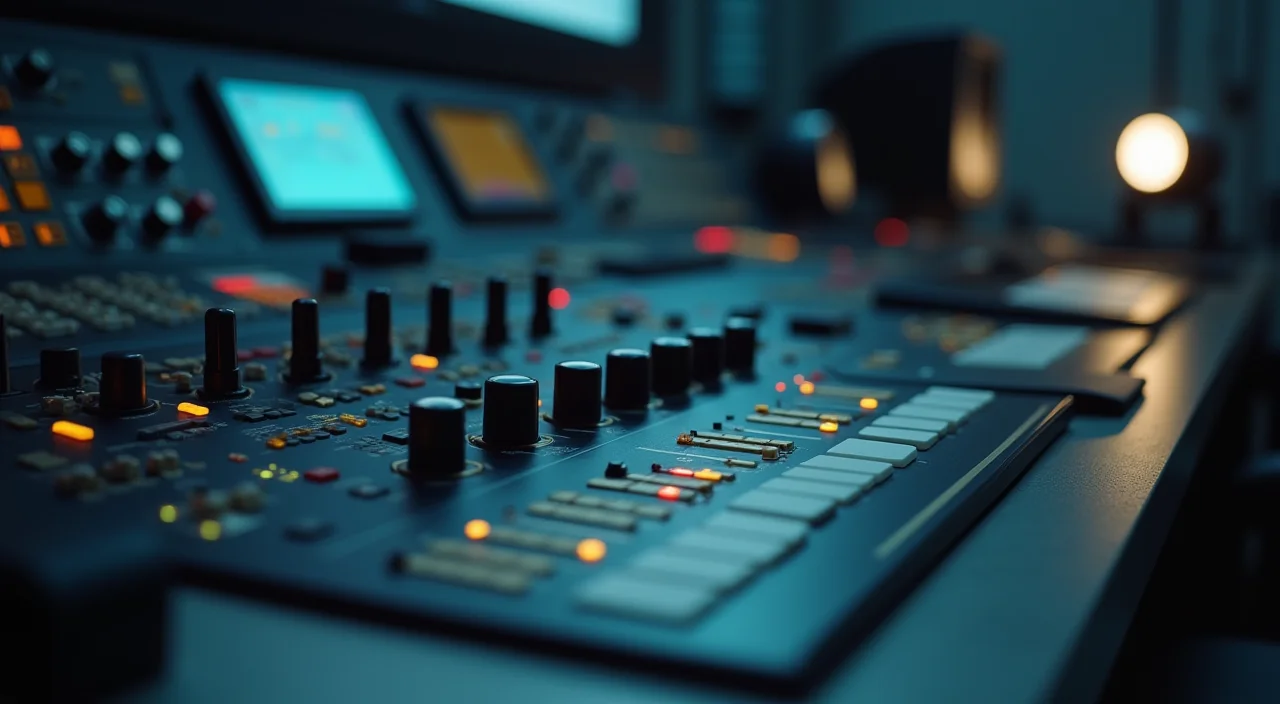 A close-up of a control console with unlabeled knobs and a task light, representing the precision of a strategic database migration.